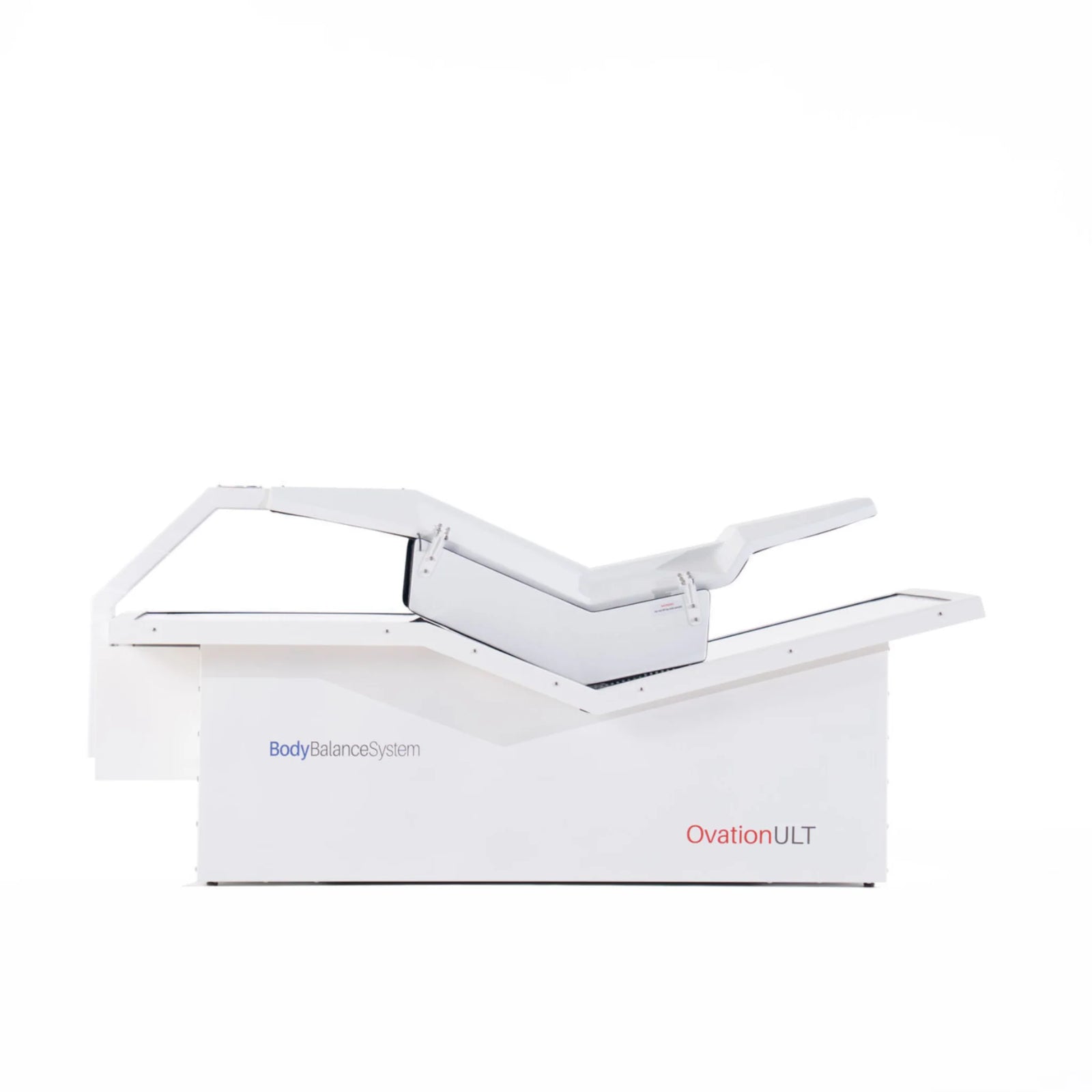 Body Balance System OvationULT Zero Gravity Red & Infrared Light Bed – bed with the canopy raised on white
