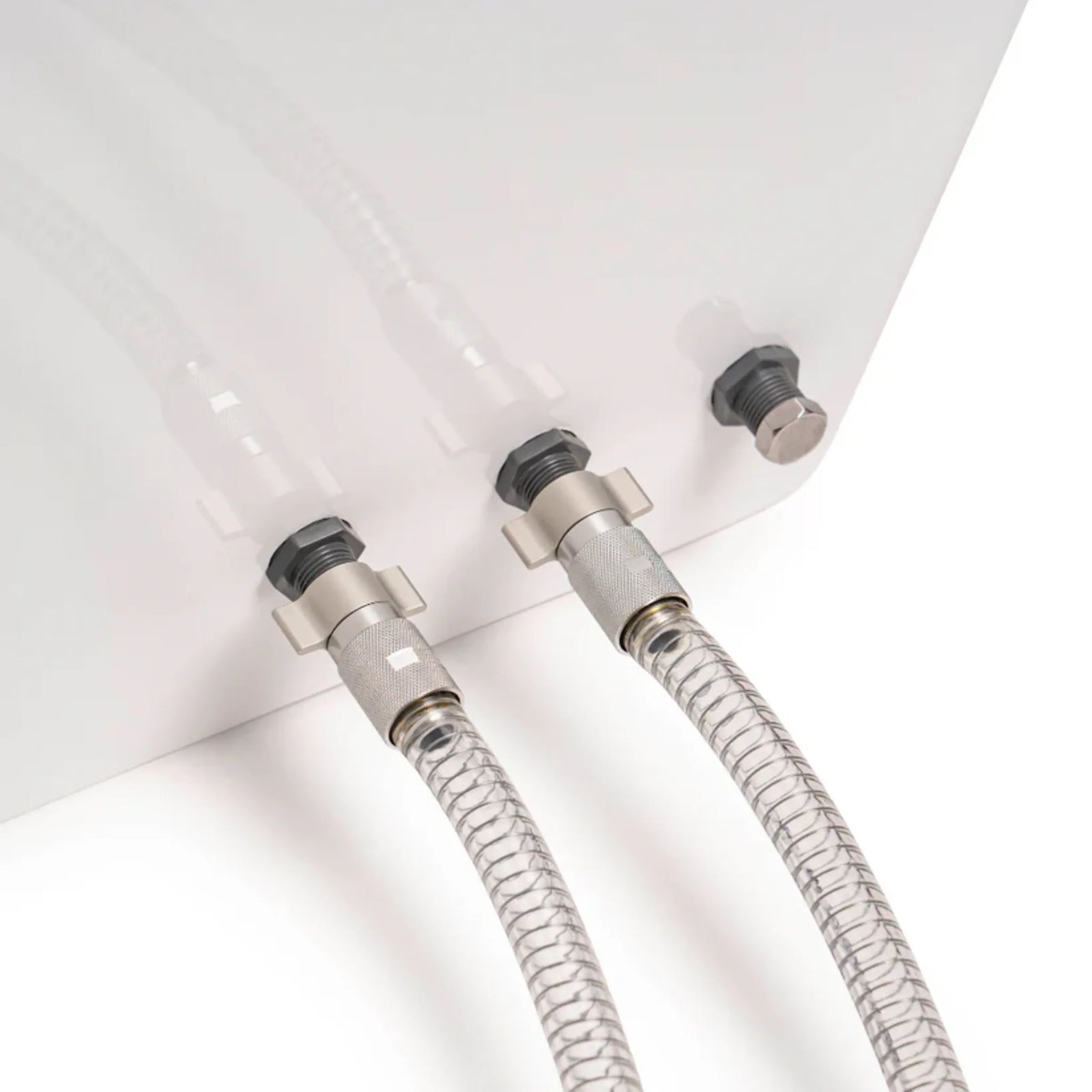 Cryo Innovations XR Cryo Plunge chiller/heater hoses and fittings on the tub side