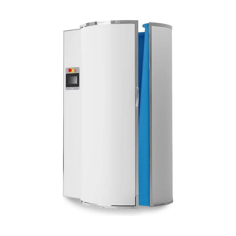 Cryomed MINI Compact Cryotherapy Chamber – white chamber with blue door edge