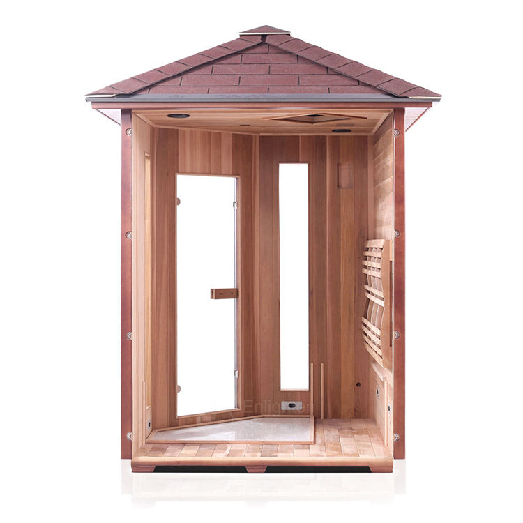Enlighten Rustic 4-Person Corner Full Spectrum Infrared Sauna