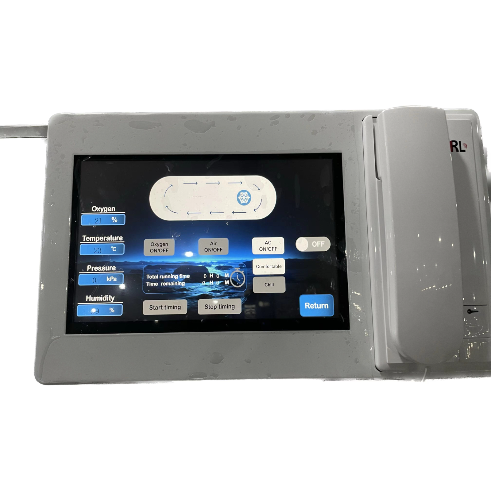 Macy-Pan HP1501 Hard-Shell Lying Hyperbaric Chamber – touchscreen control panel
