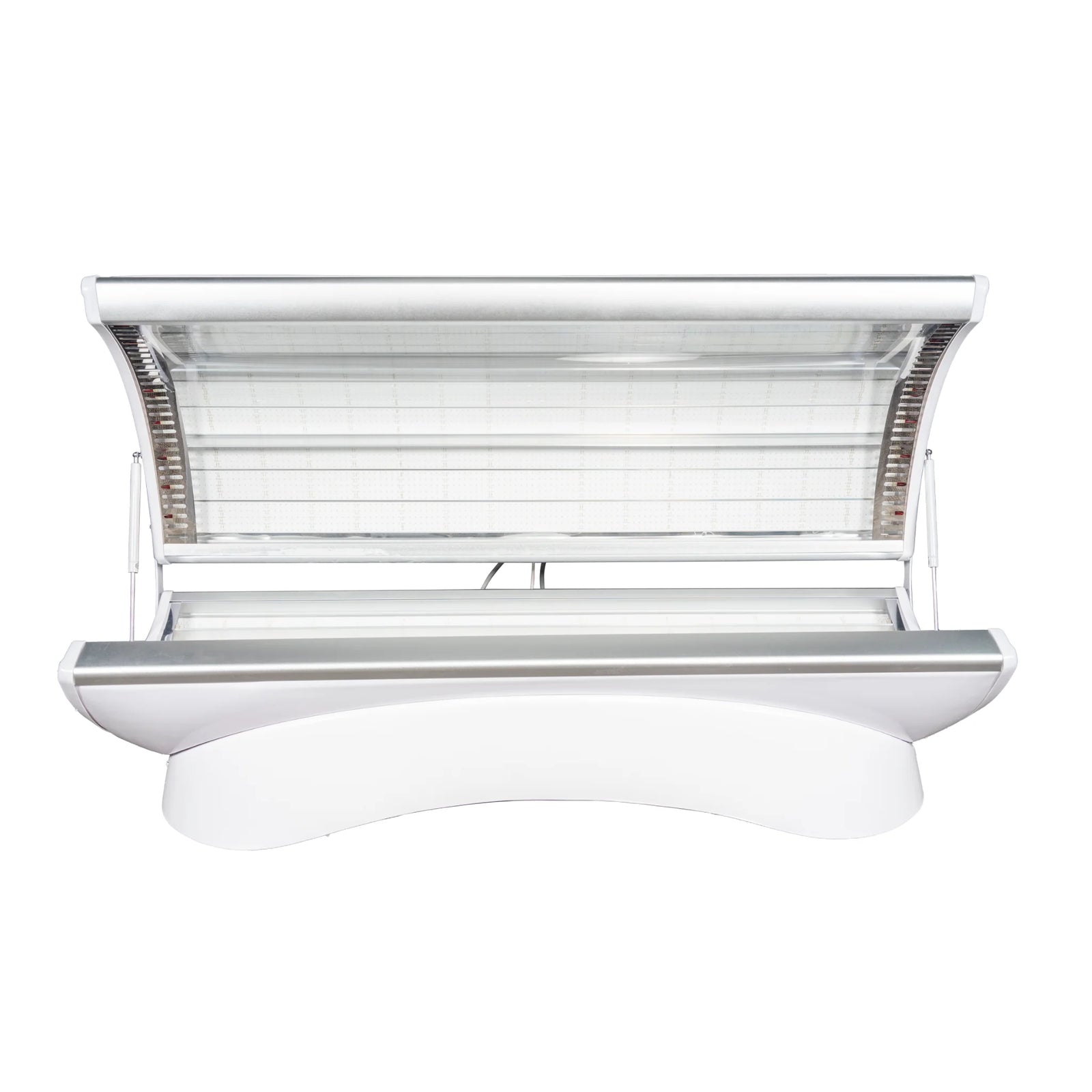 Merican M4N Whole-Body Red Light Therapy Bed – white bed with the canopy open front view
