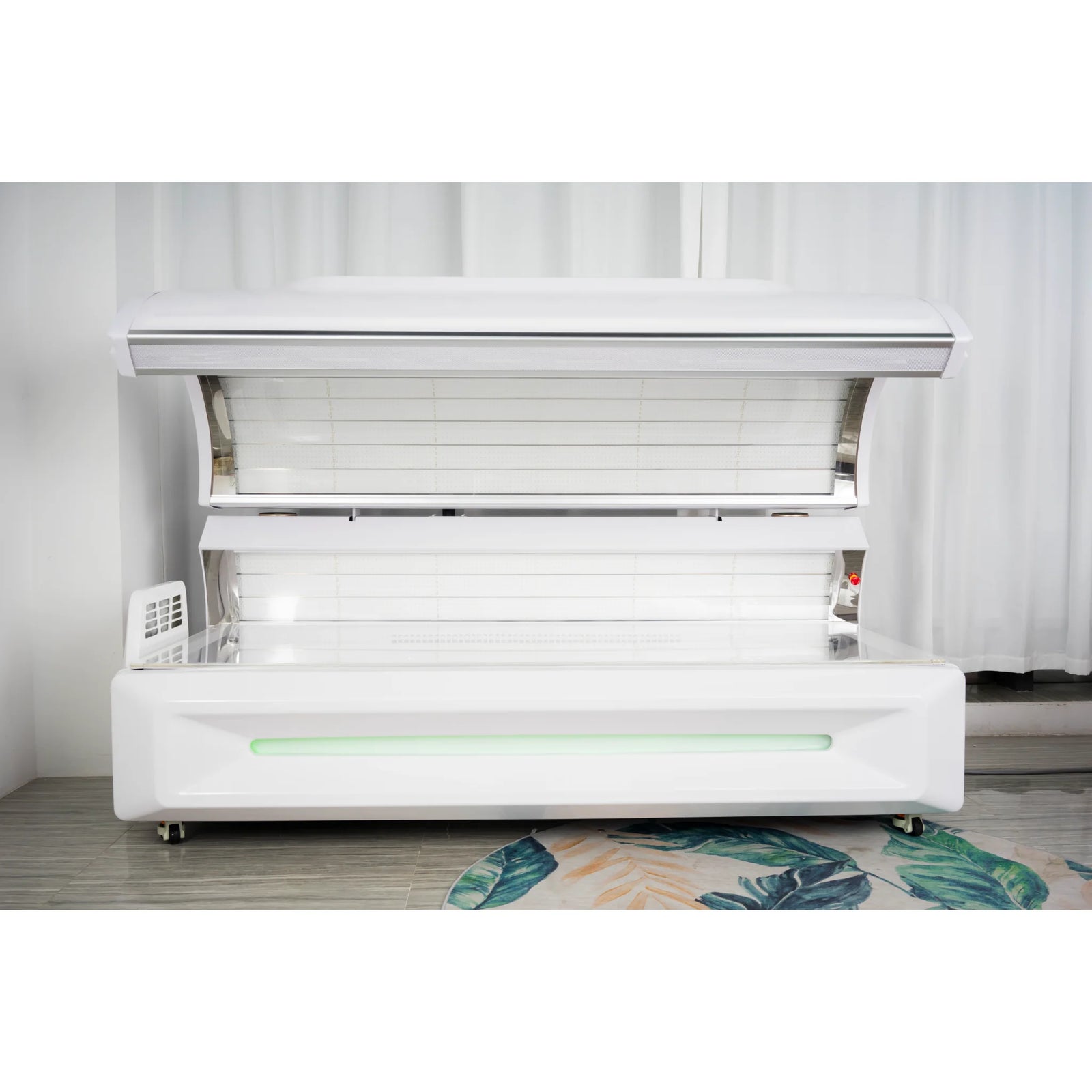 Merican M6N Plus Whole-Body Red Light Therapy Bed – white bed with the canopy open front view