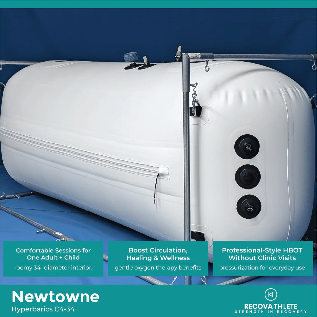 Newtowne Hyperbarics C4-34 Home Hyperbaric Chamber – chamber with feature callouts