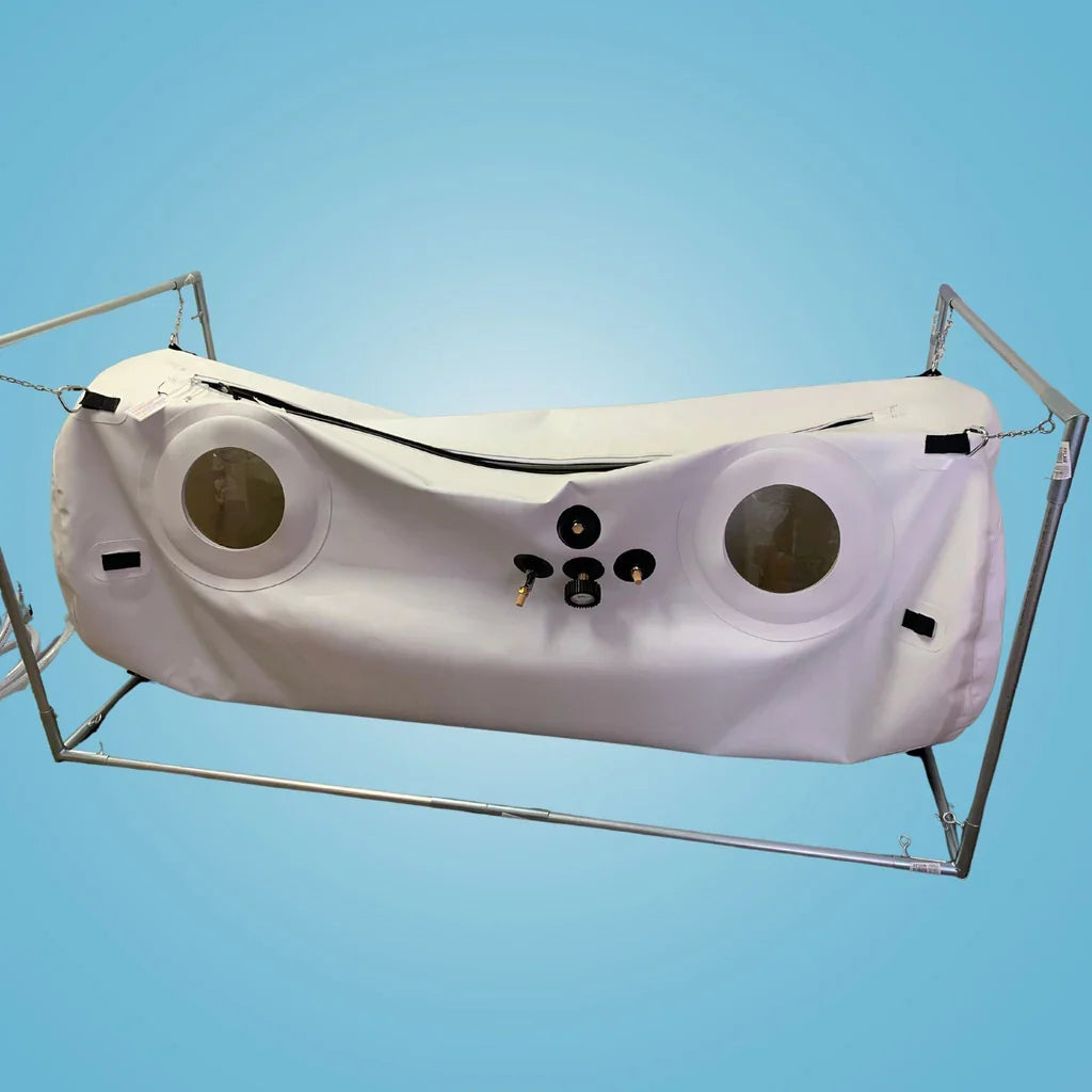 Newtowne Hyperbarics C4-40 Home Hyperbaric Chamber – chamber with an open zipper