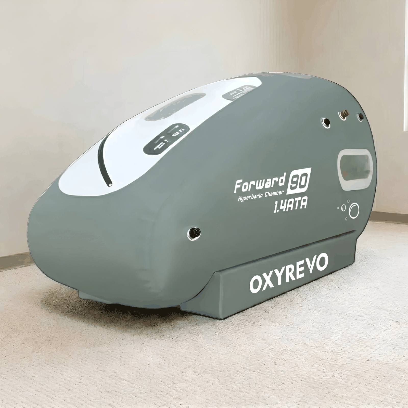 OxyRevo Forward90 MINI Portable Sitting Hyperbaric Chamber – gray chamber