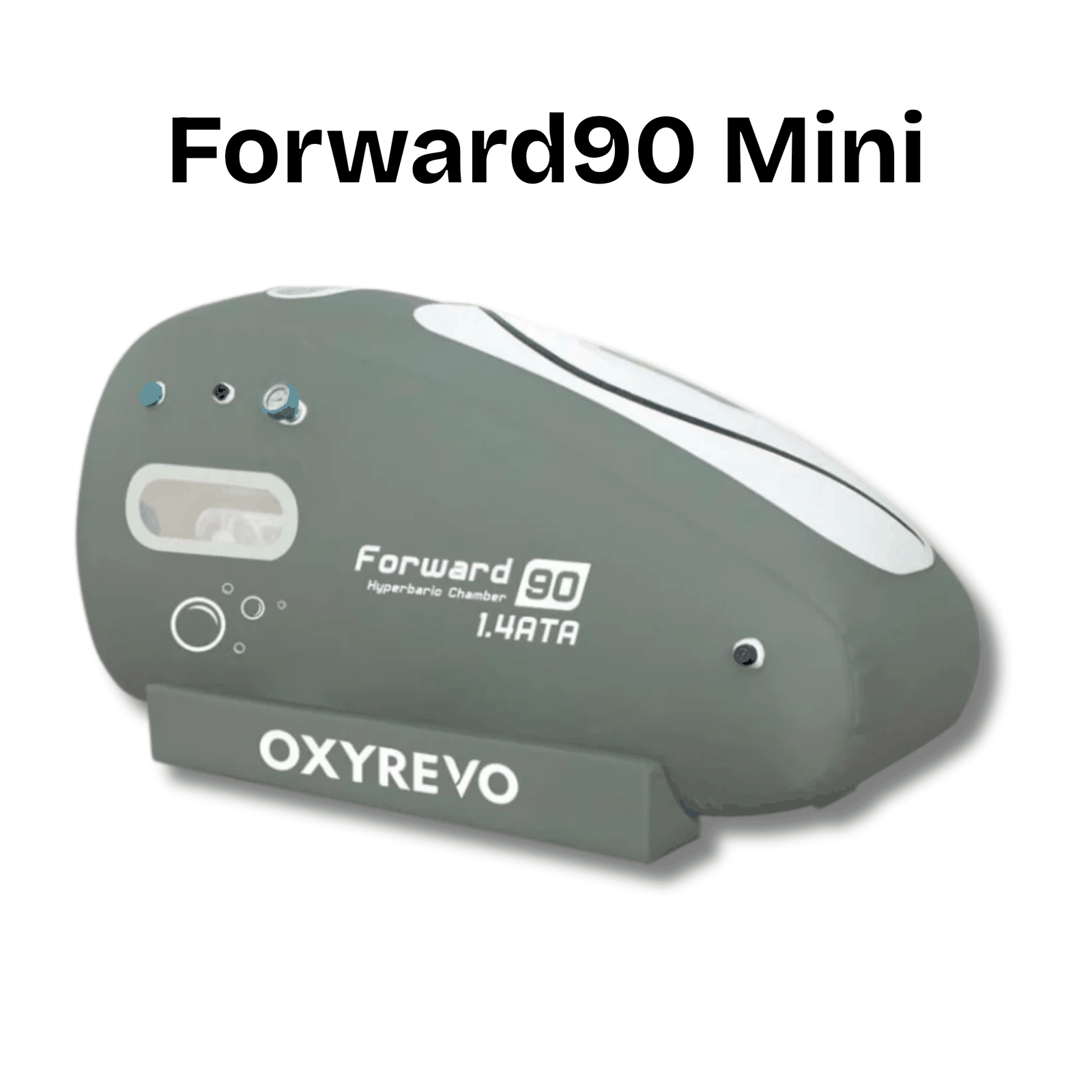 OxyRevo Forward90 MINI Portable Sitting Hyperbaric Chamber – gray Forward90 Mini chamber with title