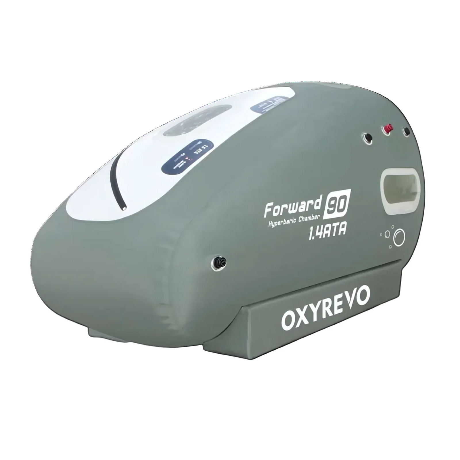 OxyRevo Forward90 Portable Sitting Hyperbaric Chamber – chamber close-up at an angle