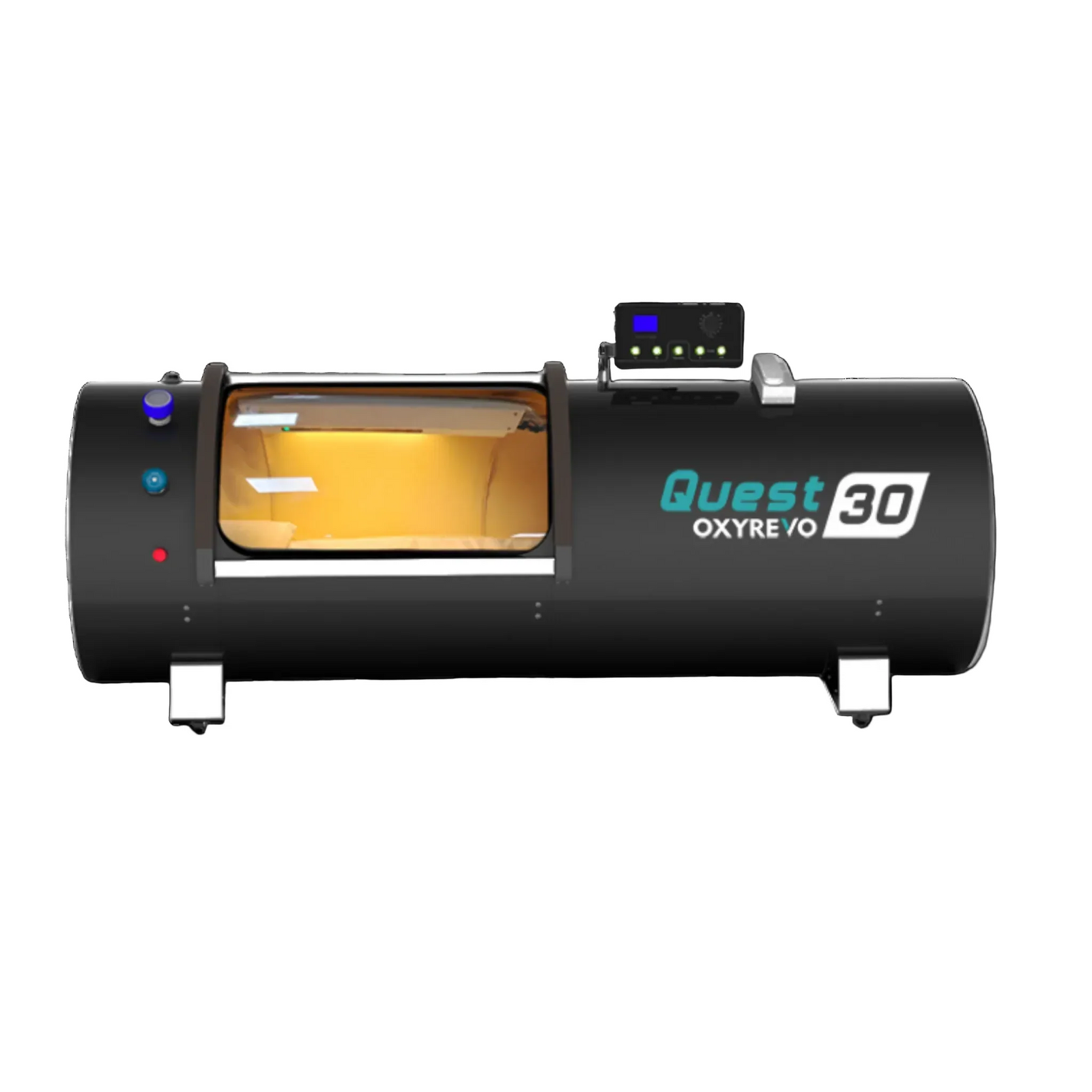 OxyRevo Quest30 Hard-Shell Hyperbaric Chamber – black chamber front view