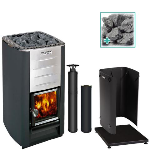 Harvia M3 Wood-Burning Stove Kit – Black