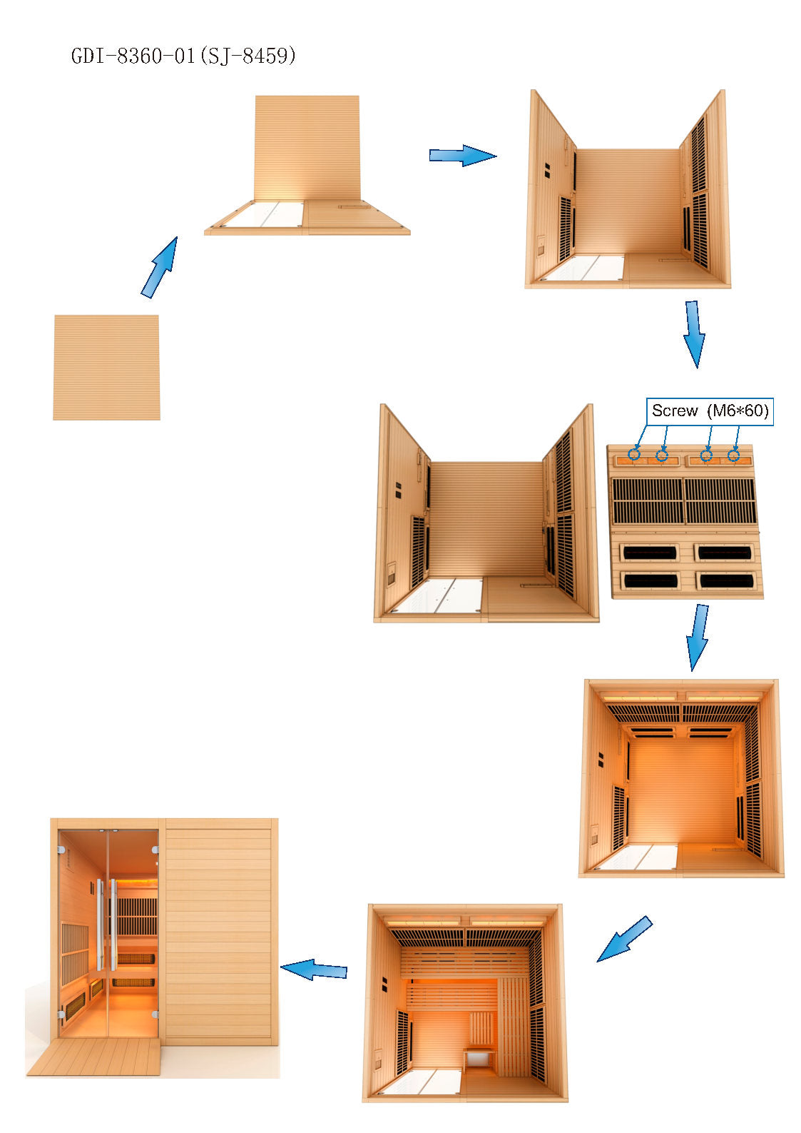 Golden Designs 2025 Toledo 6 Person Hybrid Sauna (Indoor) Full Spectrum and Harvia Traditional Stove (GDI-8360-01)