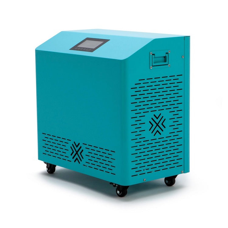 Cryospring Portable Ice Bath Chiller, blue, three-quarter angle