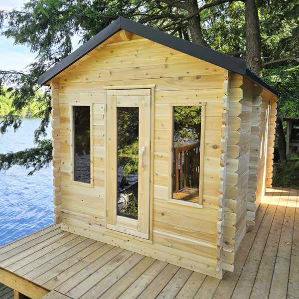 Dundalk LeisureCraft Canadian Timber Georgian 5-6 Person Cabin Sauna with Changeroom