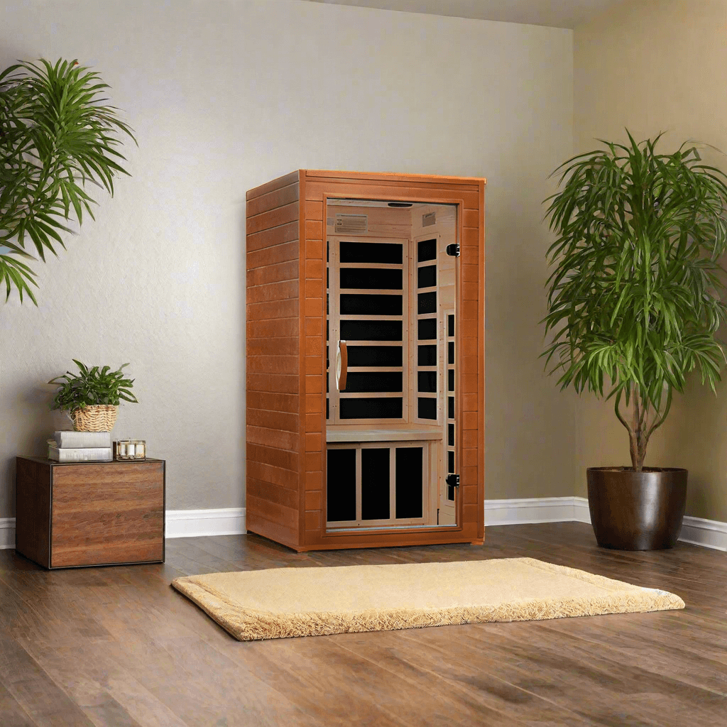 Golden Designs Dynamic Avila 1–2 Person Low EMF FAR Infrared Sauna – Canadian Hemlock (DYN-6103-01)