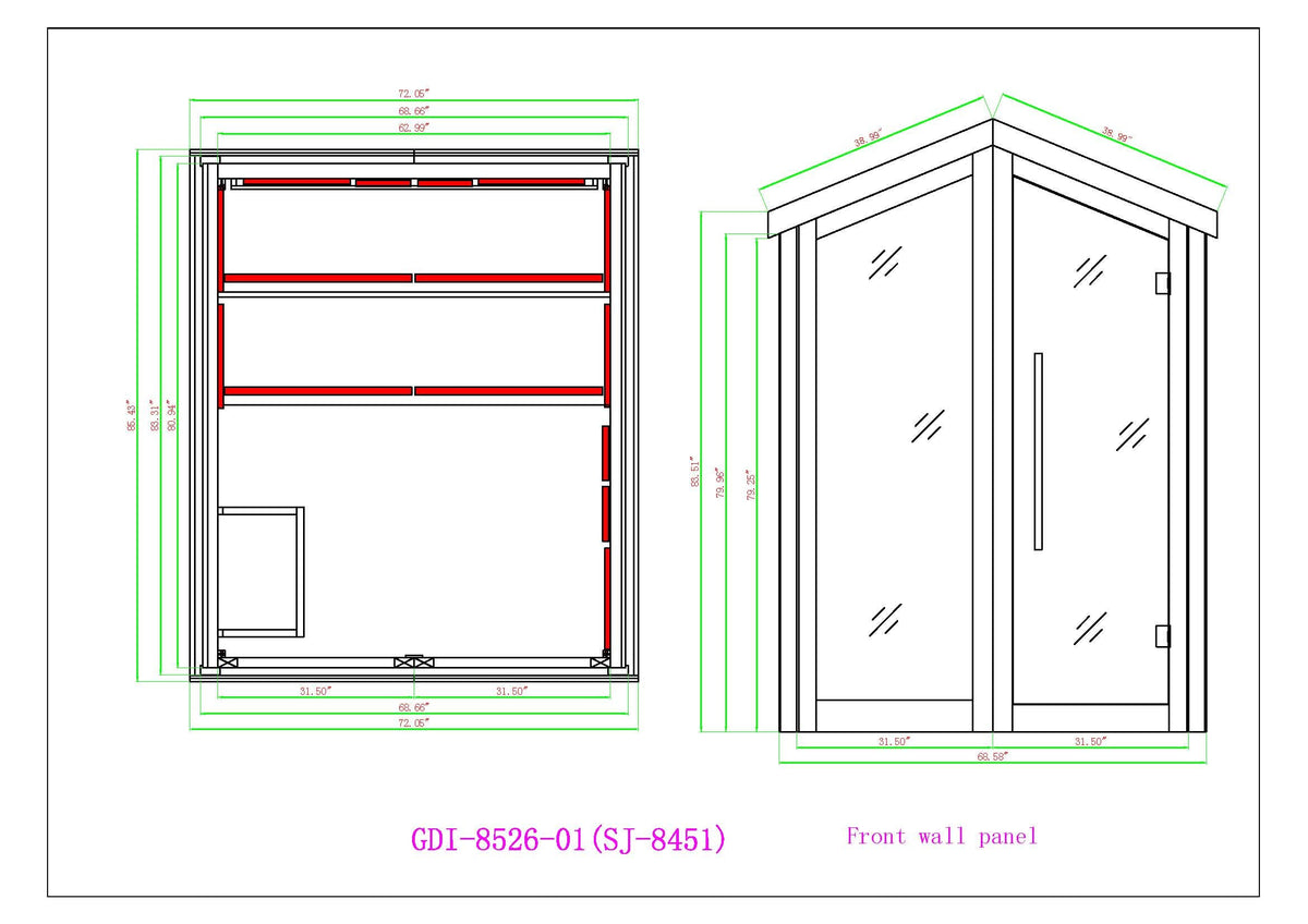Golden Designs Kaskinen 6 Person Barn Hybrid Full Spectrum IR Outdoor Sauna (GDI-8526-01)