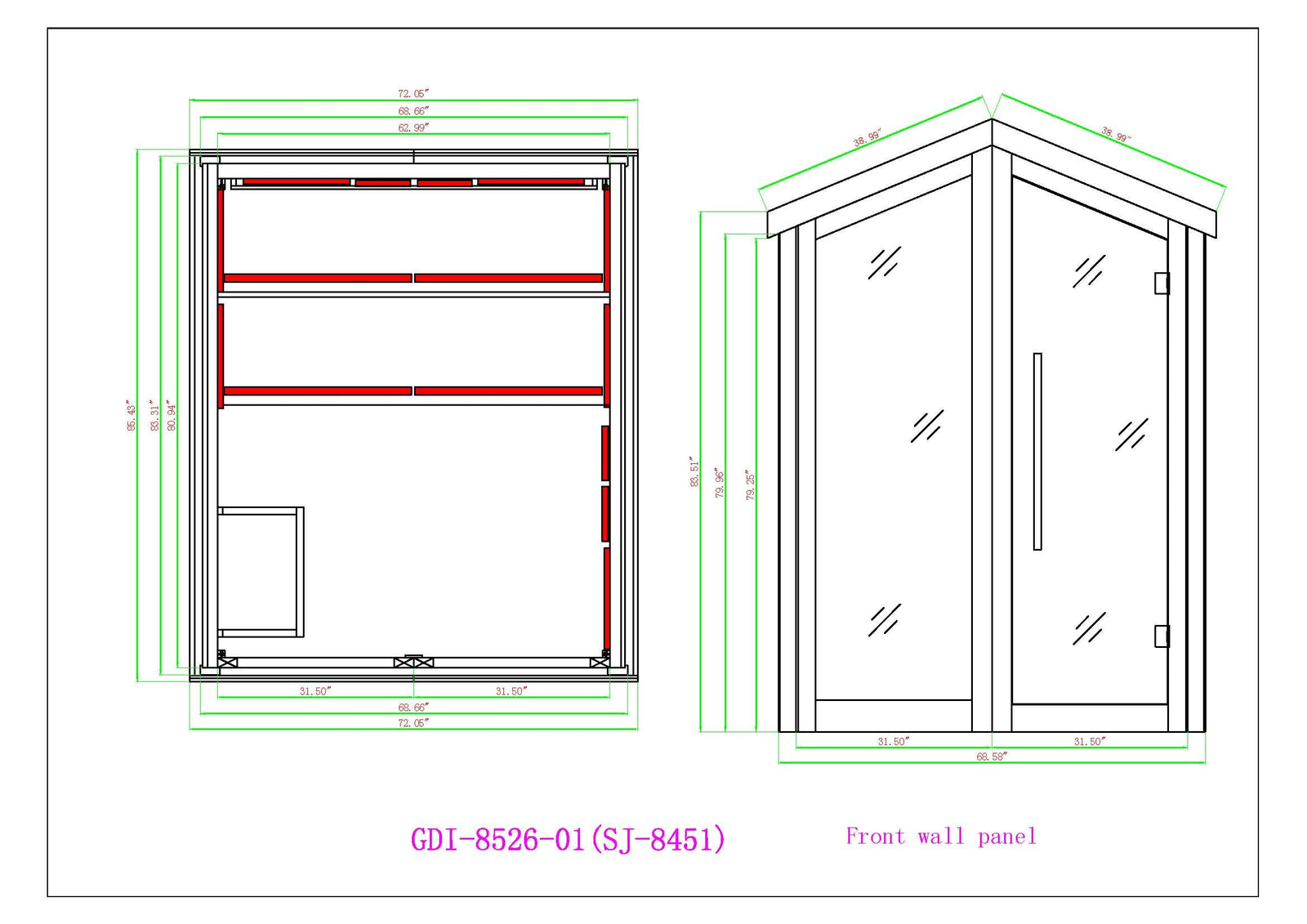 Golden Designs Kaskinen 6 Person Barn Hybrid Full Spectrum IR Outdoor Sauna (GDI-8526-01)
