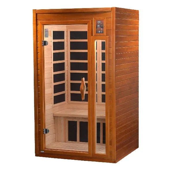 Golden Designs Dynamic Barcelona 1–2 Person Low EMF FAR Infrared Sauna – Canadian Hemlock (DYN-6106-01)