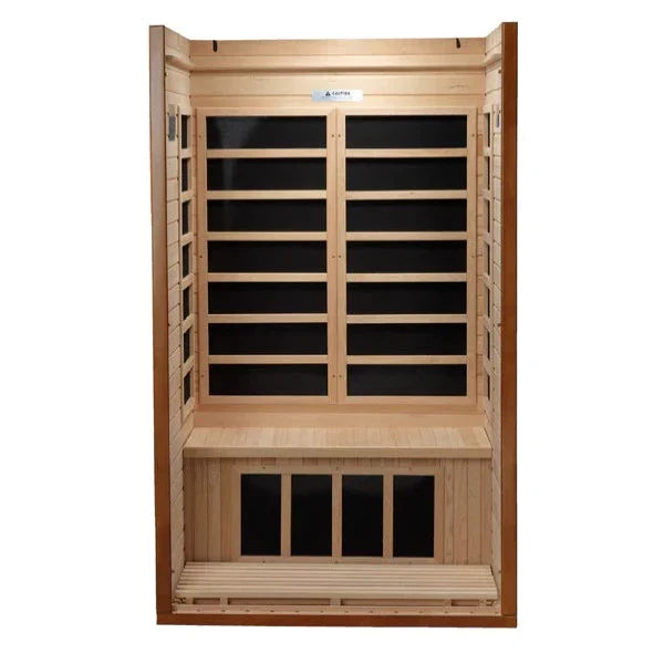 Golden Designs Dynamic Barcelona 1–2 Person Low EMF FAR Infrared Sauna – Canadian Hemlock (DYN-6106-01)