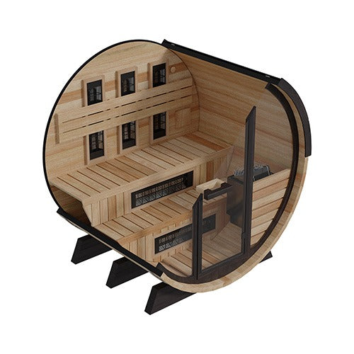 Finnmark FD-7 4-Person Thermo-Aspen Barrel Sauna – Hybrid Traditional & Infrared