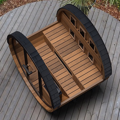Finnmark FD-6 Cedar Barrel Sauna – 4-Person Hybrid Traditional & Infrared