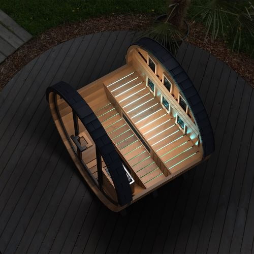 Finnmark FD-6 Cedar Barrel Sauna – 4-Person Hybrid Traditional & Infrared
