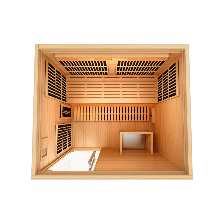 Golden Designs 2025 Soria 3 Person Hybrid Sauna (Indoor) Full Spectrum and Harvia Traditional Stove (GDI-8330-01)