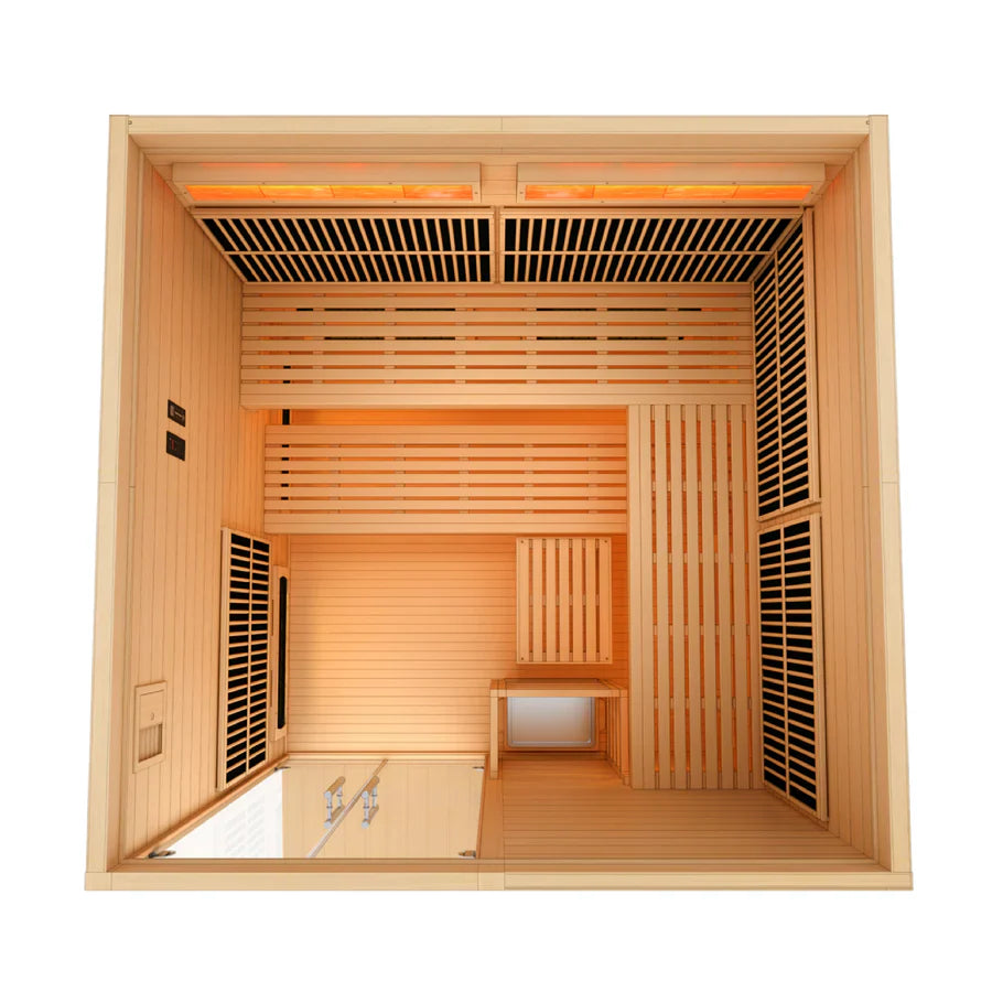 Golden Designs 2025 Toledo 6 Person Hybrid Sauna (Indoor) Full Spectrum and Harvia Traditional Stove (GDI-8360-01)