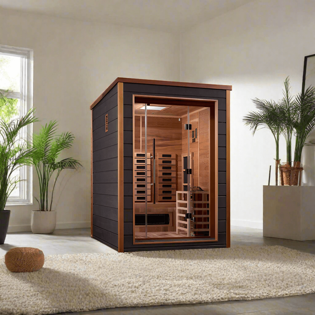 Golden Designs Nora 2 Person Outdoor-Indoor PureTech™ Hybrid Full Spectrum Sauna (GDI-8222-01)