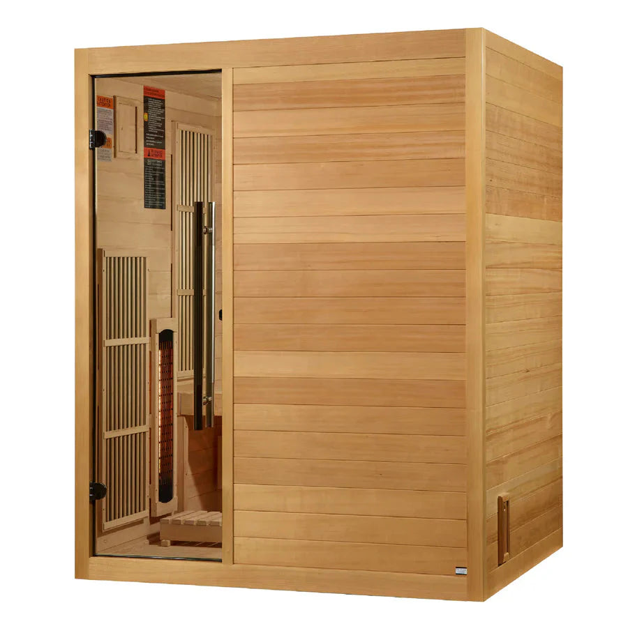 Golden Designs 2025 Soria 3 Person Hybrid Sauna (Indoor) Full Spectrum and Harvia Traditional Stove (GDI-8330-01)