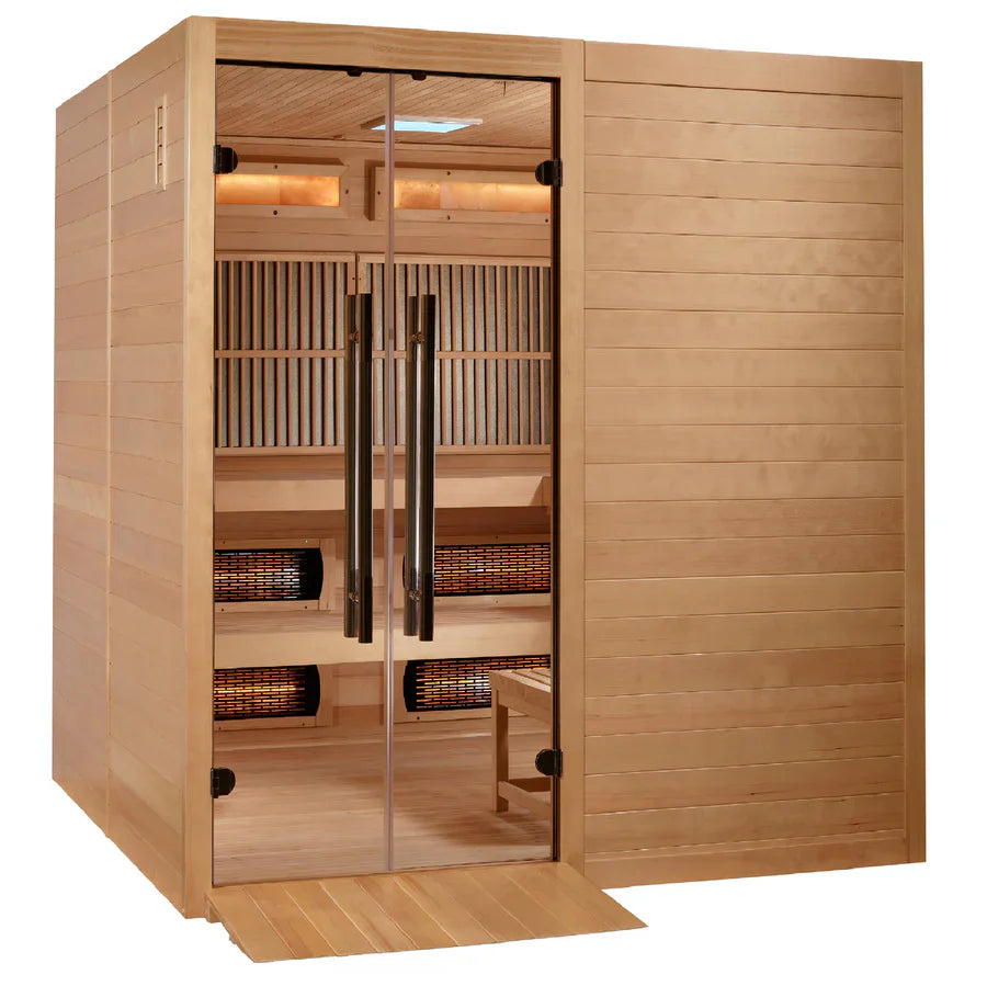 Golden Designs 2025 Toledo 6 Person Hybrid Sauna (Indoor) Full Spectrum and Harvia Traditional Stove (GDI-8360-01)