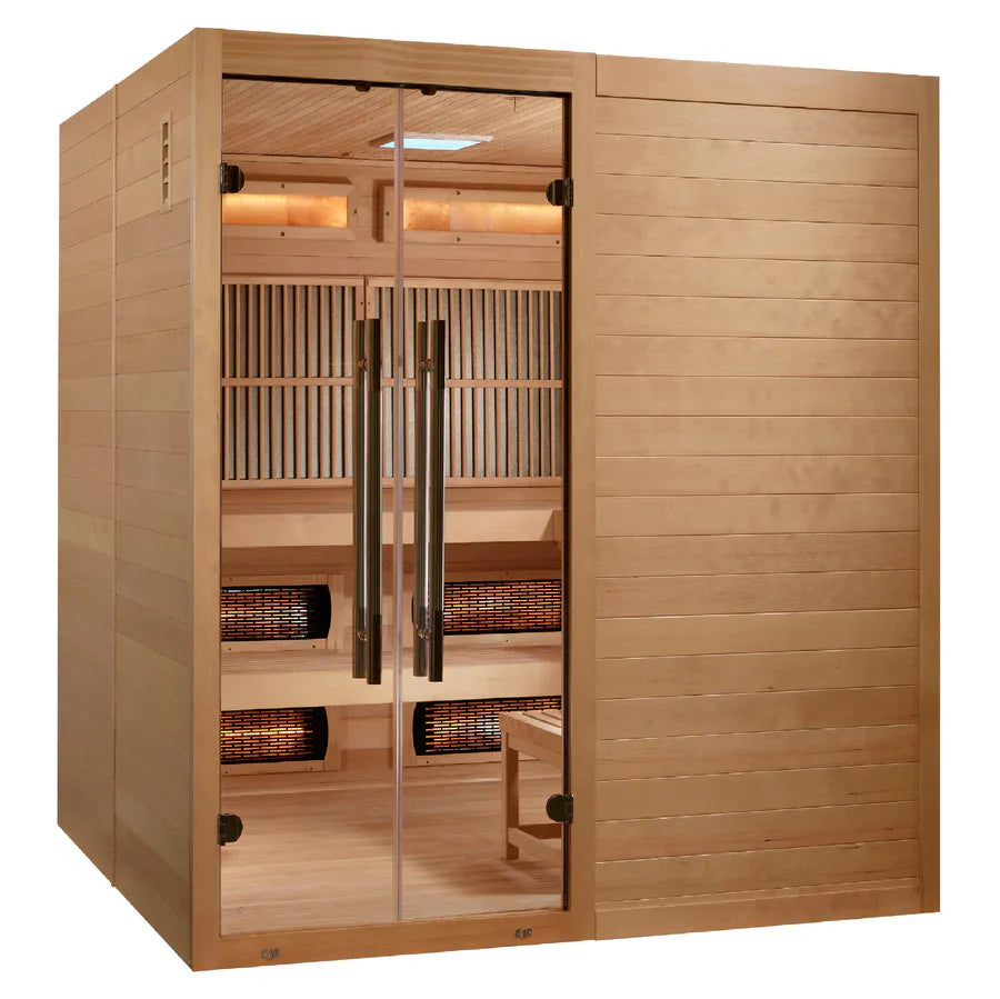 Golden Designs 2025 Toledo 6 Person Hybrid Sauna (Indoor) Full Spectrum and Harvia Traditional Stove (GDI-8360-01)