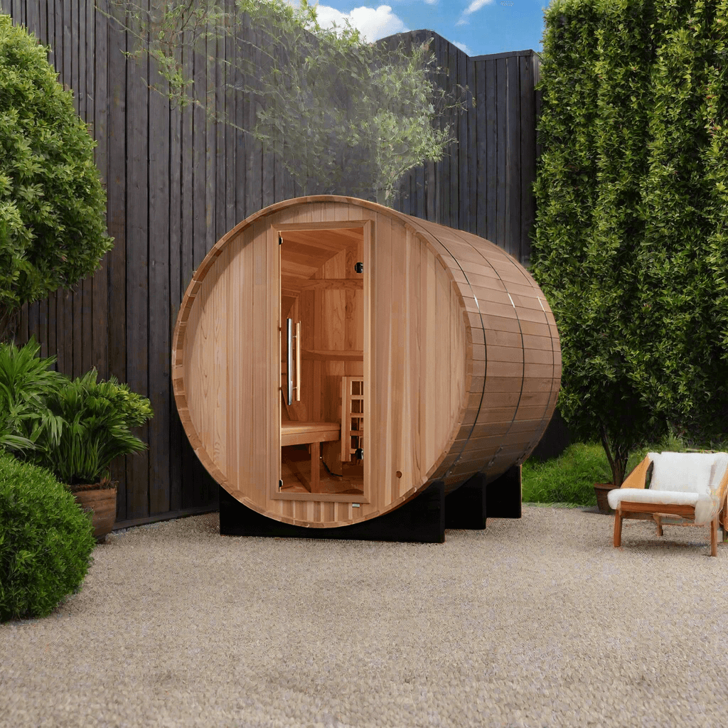 Golden Designs Arosa 4-person barrel traditional sauna