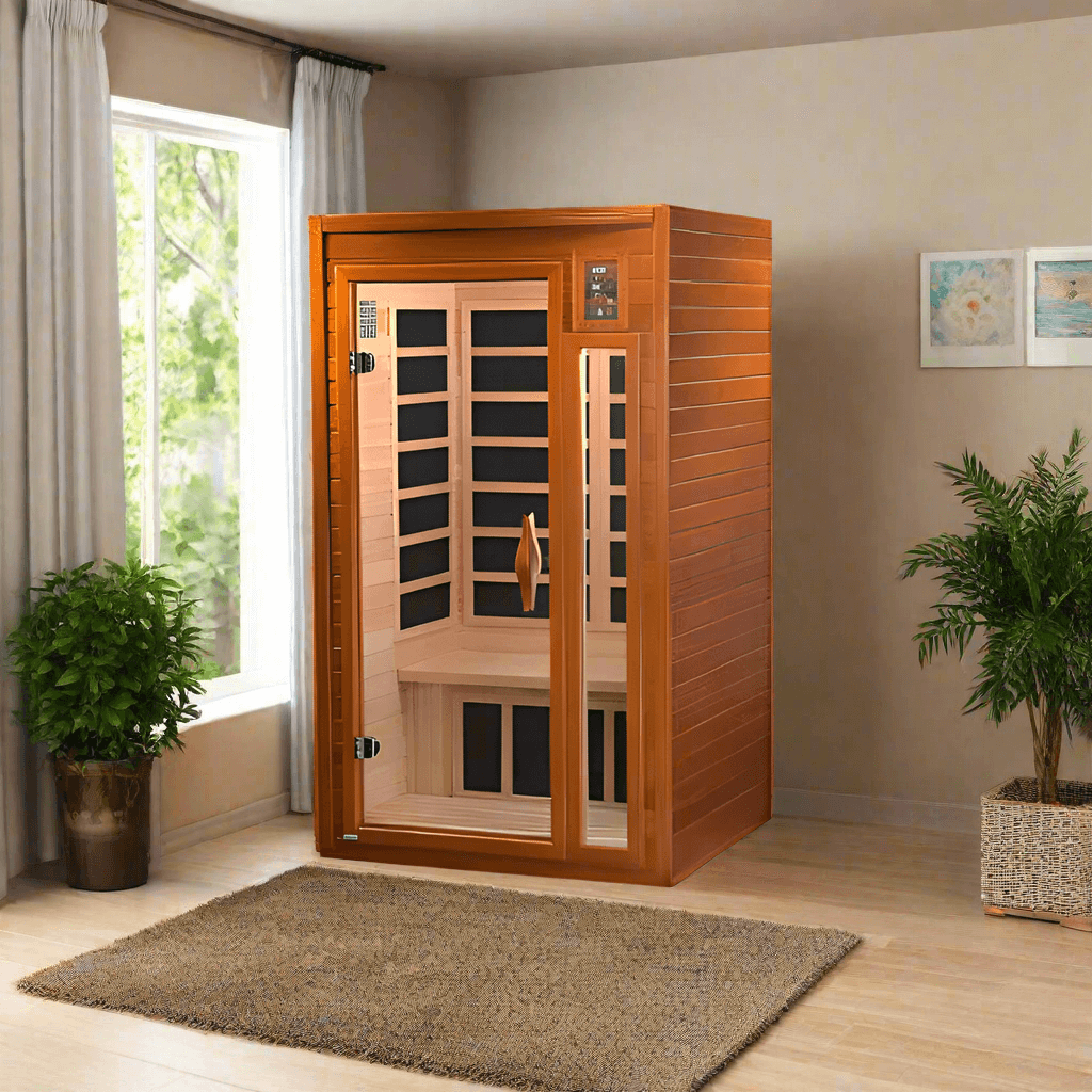 Golden Designs Dynamic Barcelona Elite 1–2 Person Infrared Sauna – Ultra Low EMF FAR IR (DYN-6106-01)