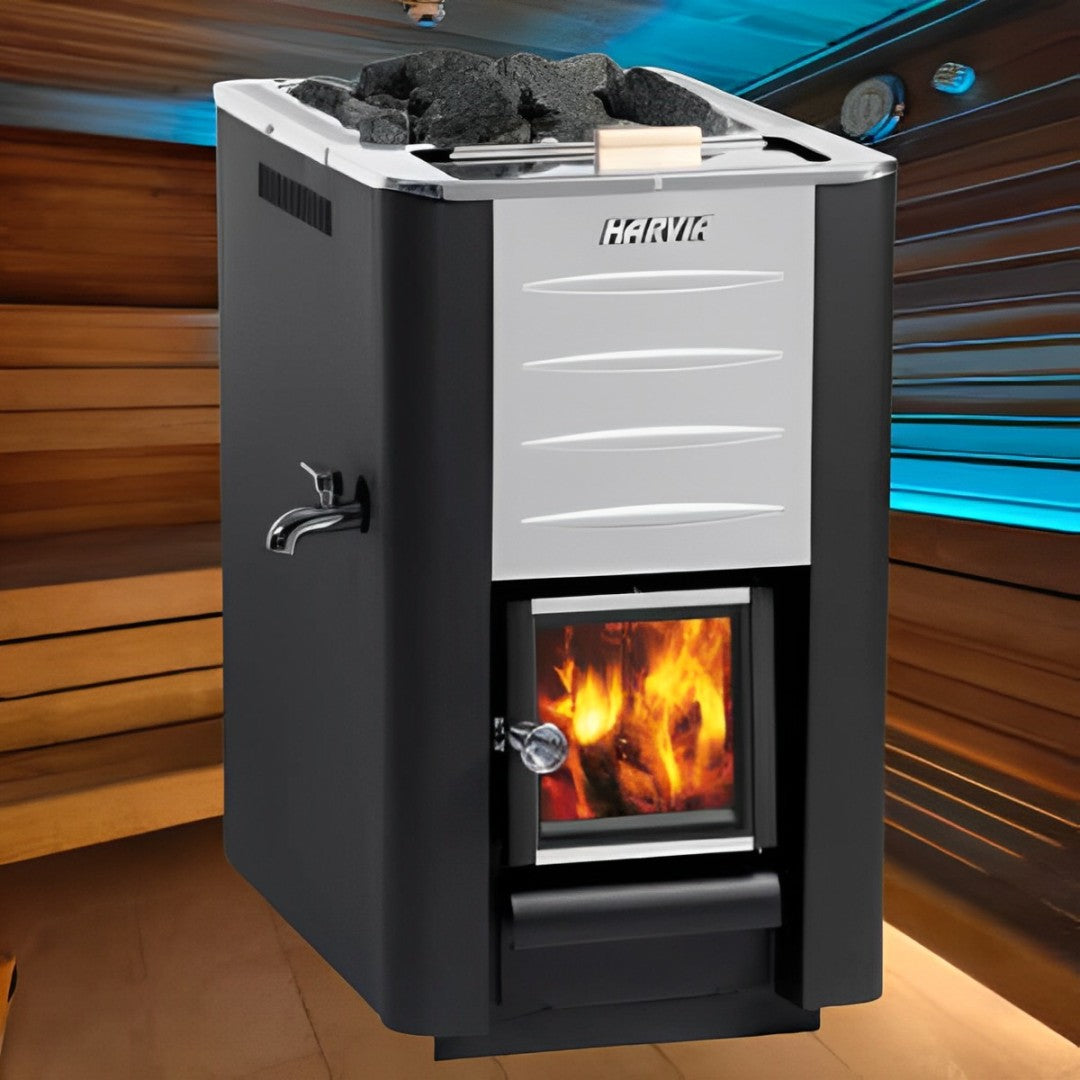 Harvia Pro 20 ES wood-burning sauna stove with water tank