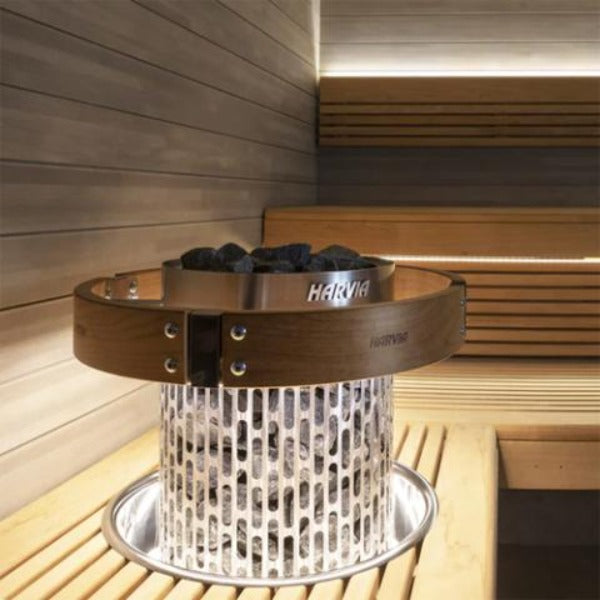 Harvia Cilindro PC80E 8kW electric sauna heater, in-room view
