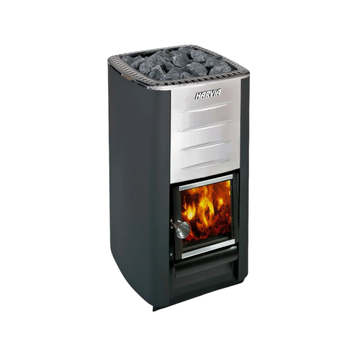 Harvia M3 wood-burning sauna stove kit in stainless steel