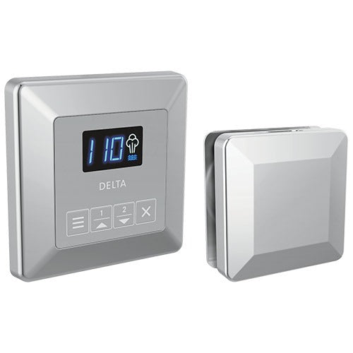 Delta SteamScape Classic square steam control and square steam head, Lumicoat Chrome finish