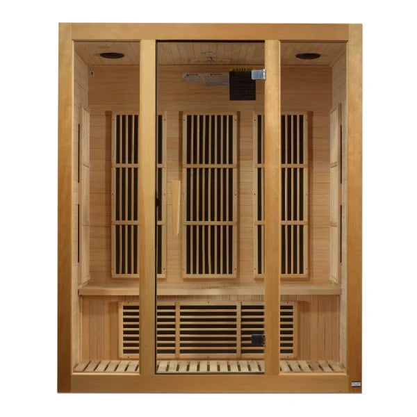 Golden Designs Maxxus Bellevue 3-Person FAR Infrared Sauna – Low EMF, Hemlock (MX-J306-01)