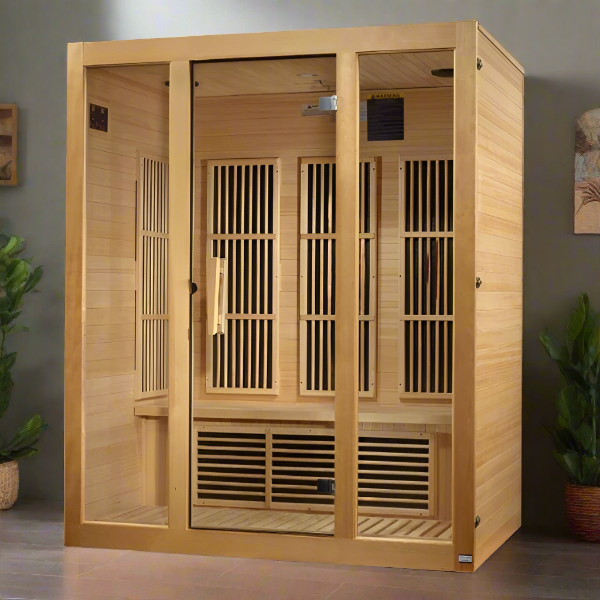 Golden Designs Maxxus Bellevue 3-Person FAR Infrared Sauna – Low EMF, Hemlock (MX-J306-01)