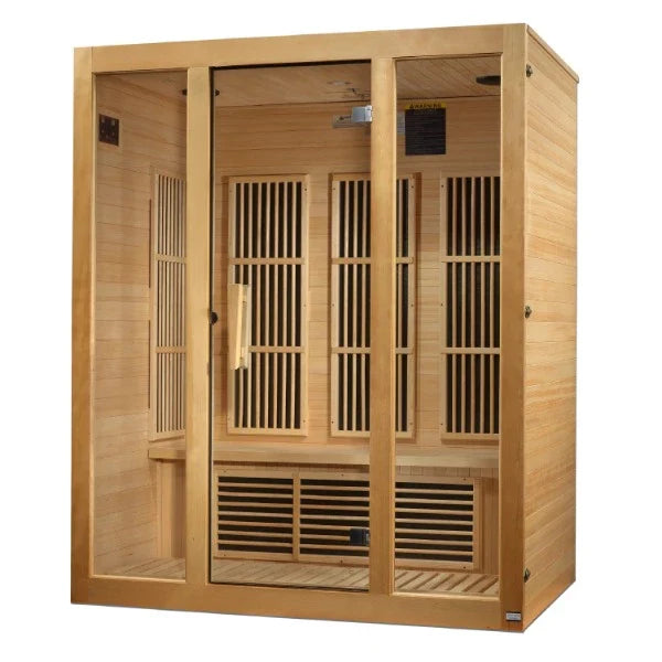 Golden Designs Maxxus Bellevue 3-Person FAR Infrared Sauna – Low EMF, Hemlock (MX-J306-01)