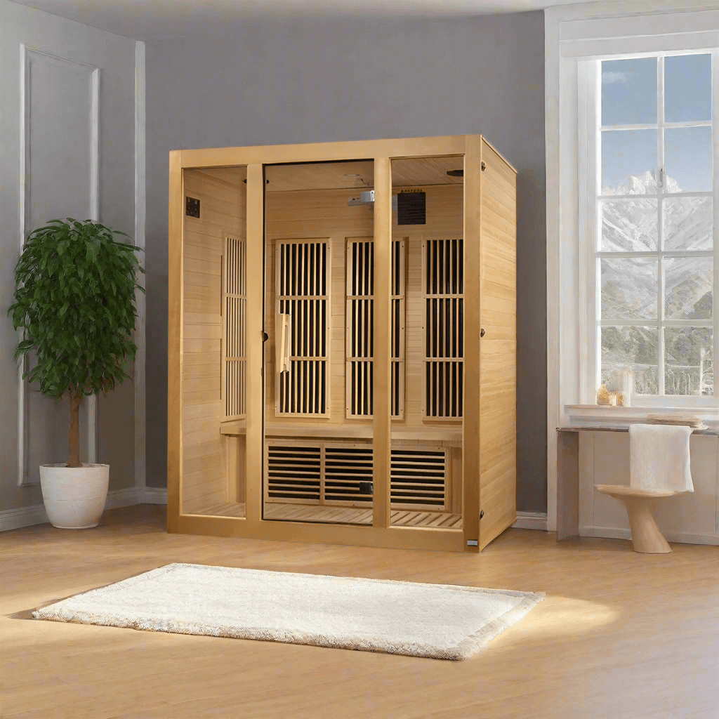 Golden Designs Maxxus Bellevue 3-Person FAR Infrared Sauna – Low EMF, Hemlock (MX-J306-01)
