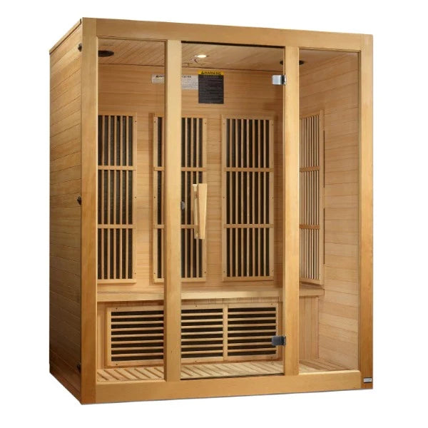 Golden Designs Maxxus Bellevue 3-Person FAR Infrared Sauna – Low EMF, Hemlock (MX-J306-01)