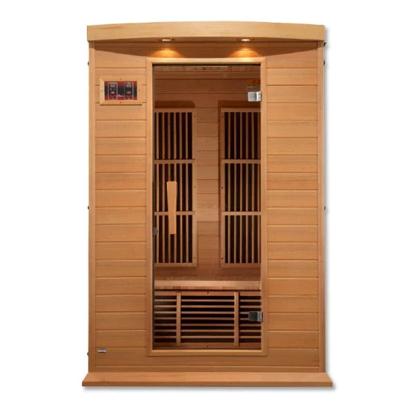 Golden Designs Maxxus 2-Person FAR Infrared Sauna – Low EMF, Canadian Hemlock (MX-K206-01)