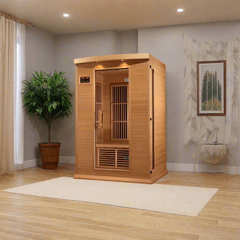 Golden Designs Maxxus 2-Person FAR Infrared Sauna – Low EMF, Canadian Hemlock (MX-K206-01)