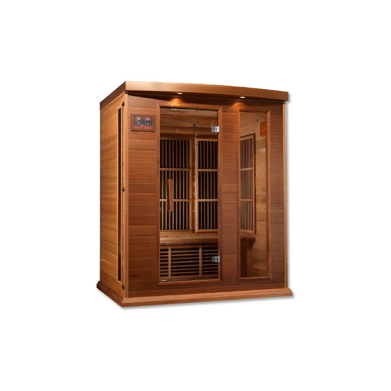 Maxxus Golden Design “Montilemar” 3-Person Near Zero EMF FAR Infrared Sauna – Red Cedar (MX-K306-01-ZF)
