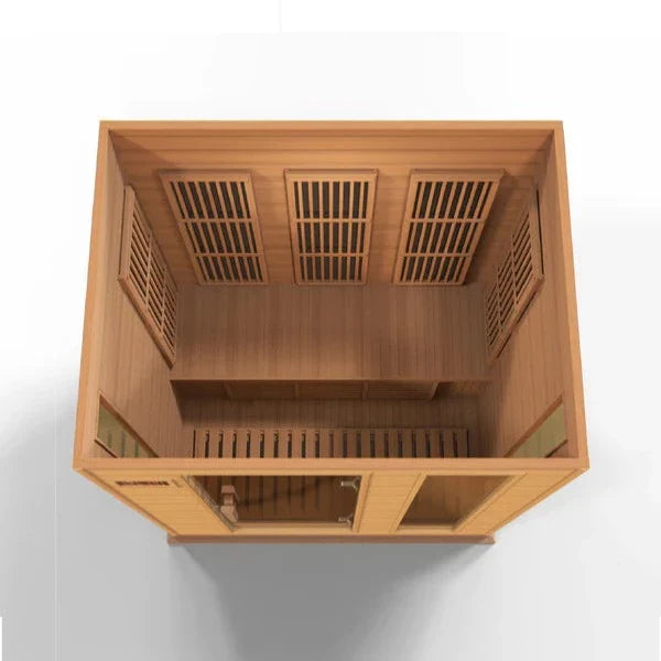 Maxxus Golden Design “Montilemar” 3-Person Near Zero EMF FAR Infrared Sauna – Red Cedar (MX-K306-01-ZF)