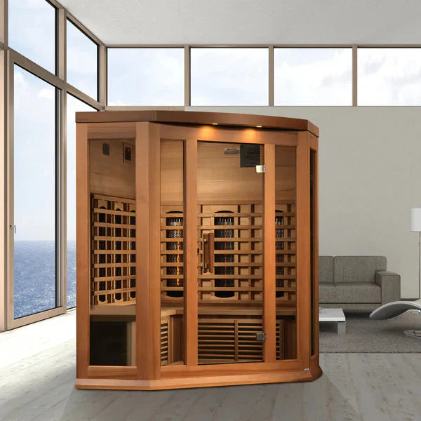 Golden Designs Maxxus 3-person full spectrum infrared sauna in red cedar
