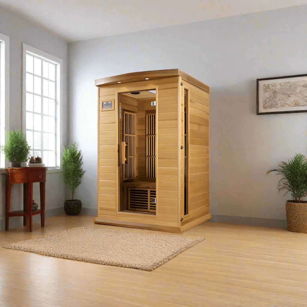Golden Designs Maxxus 2-Person Near Zero EMF FAR Infrared Sauna – Canadian Hemlock (MX-K206-01-ZF)