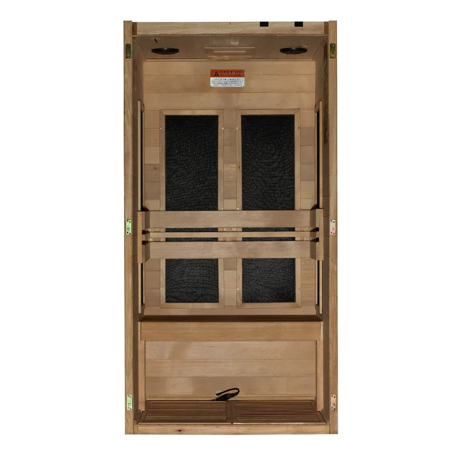 Golden Designs Maxxus S-Line 1-Person Infrared Sauna – Low EMF, Canadian Hemlock (MX-S106-01)