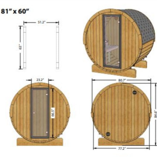 SaunaLife Model E6 3-Person Barrel Sauna